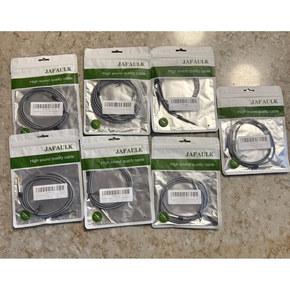 Lot of‎ 7 JAFAULK 3.5mm Audio Cable Braided Aux Cord 4.2FT Grey X004Q0LACD